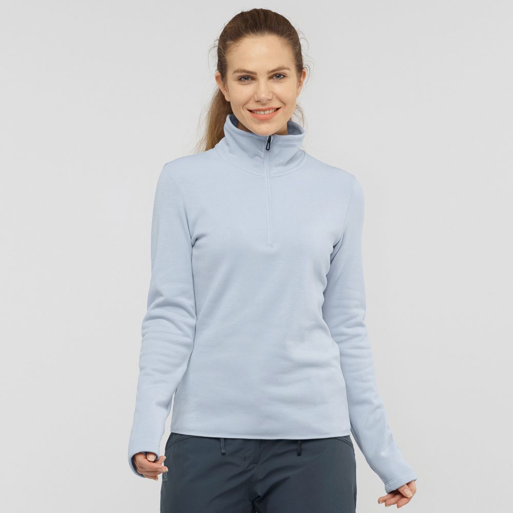 Salomon WARM AMBITION HALF ZIP W Capa Intermedia Mujer - Azules - Colombia (83561-RXVJ)